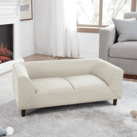 Pet sofa with backrest and armrests, modern rectangular pet sofa suitable for small and medium dogs, soft cushion comfortable dog sofa,--BEIGE